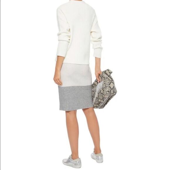 Duffy NWT Ribbed Two-Tone Gray and White Women's Cashmere and Linen Skirt XS - Picture 2 of 13